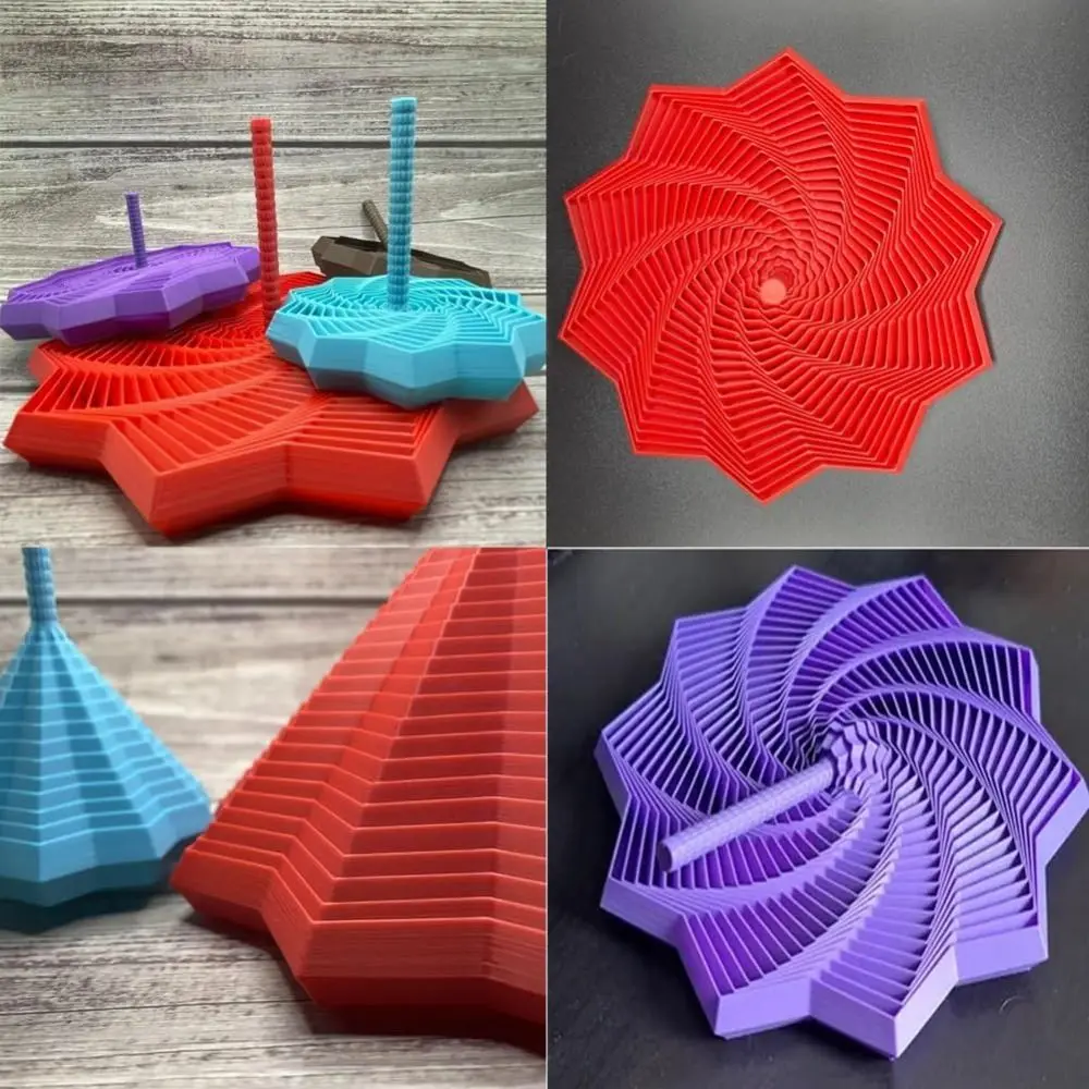 PLA Expanded Sensory Fidget Star with Handles Whirling Spiral Fractal Fidget Hexagon 3D Printed Stress Relief Fidget Toy