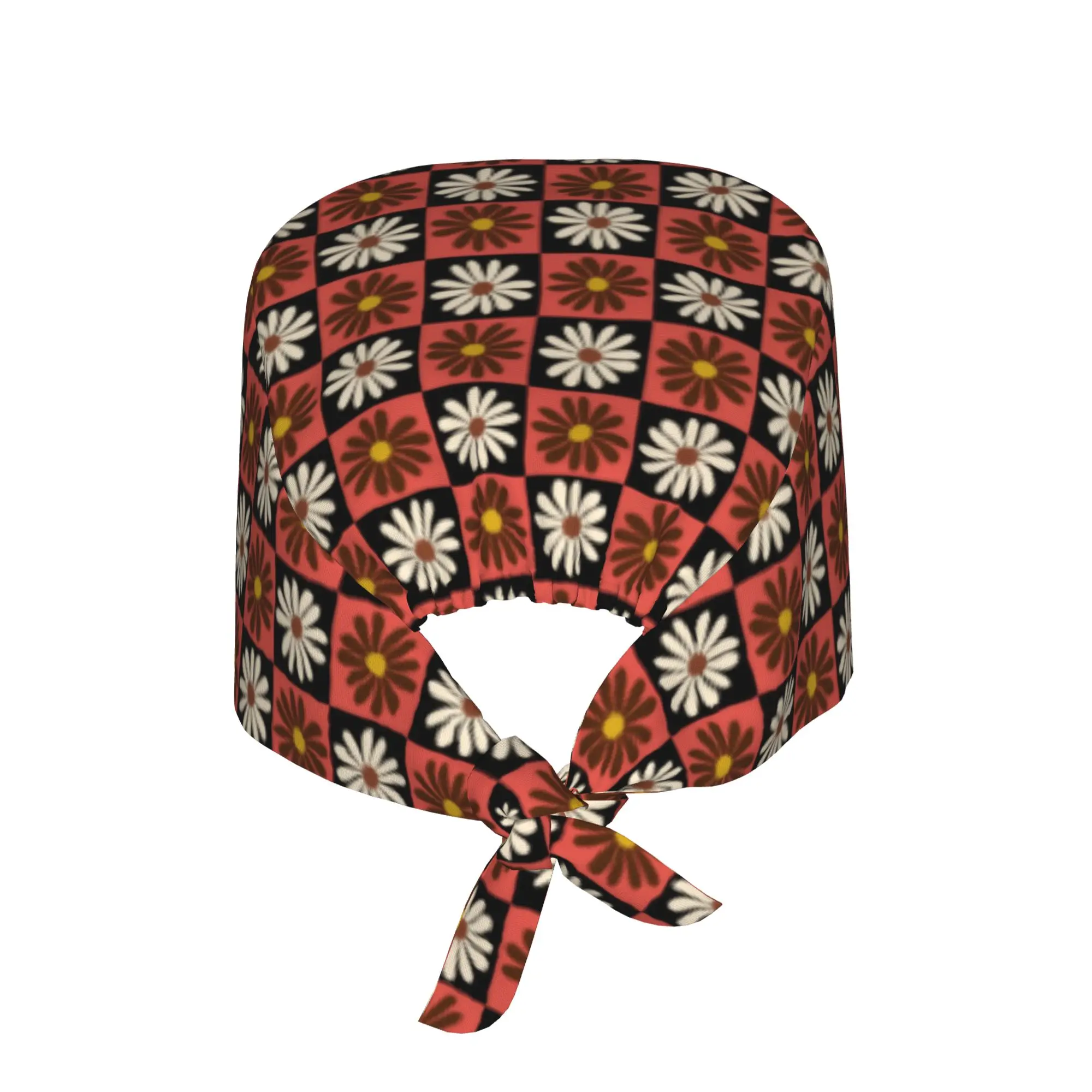 Floral Checkerboard Daisy Flower Cleaning Working Cap Cool Checkered Plaid  Scrub Cap Surgicals Hat Nurse Scrubs Hat Nurse