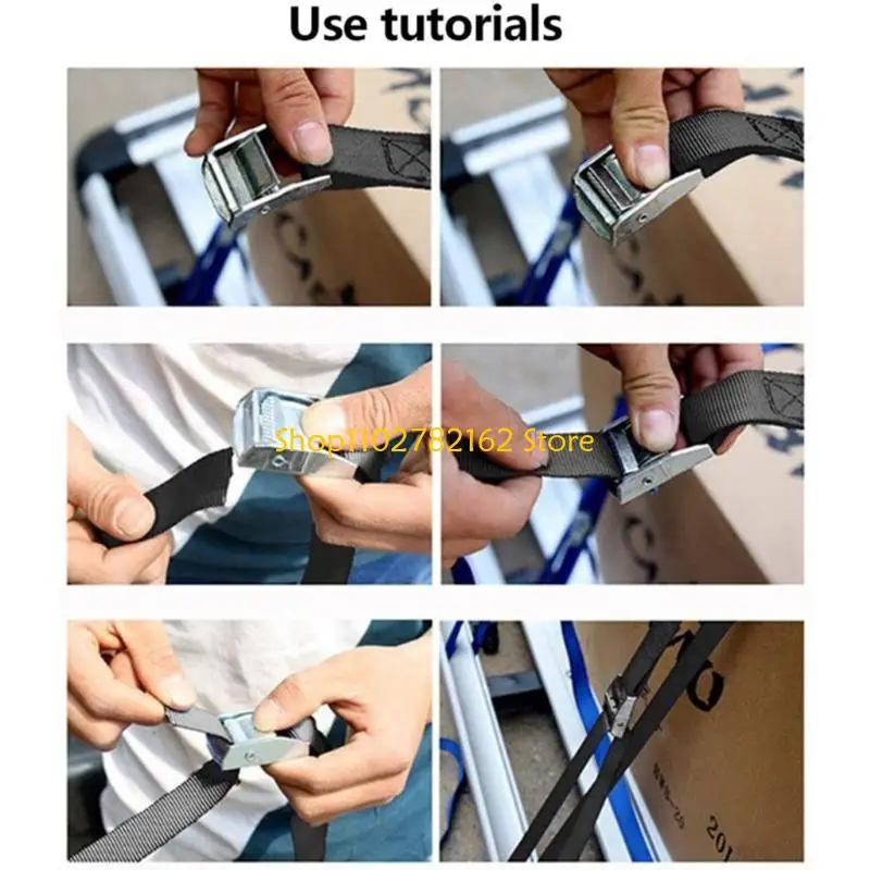 

547B 10Pcs Reusable Metal Buckle Fastening Strap Cord Luggage Tied Rope Fastener Tape for Car Motorcycle