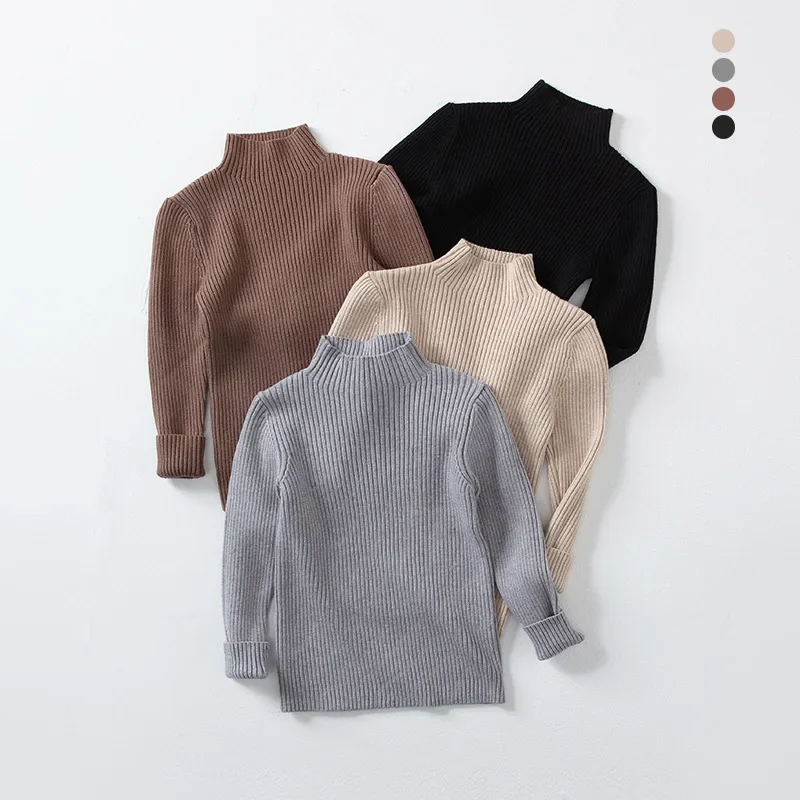 2-10T Toddler Kid Sweater Baby Boy Girl Winter Clothes Turtleneck Knit Pullover Top Long Sleeve Stretch Warm Knitwear Outfit