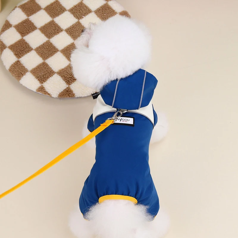 Waterproof Dog Jumpsuit With Caps Four Legs Dog Raincoat for Small Dogs Puppy Clothes Reflective Chihuahua Rain Coat Pet Costume