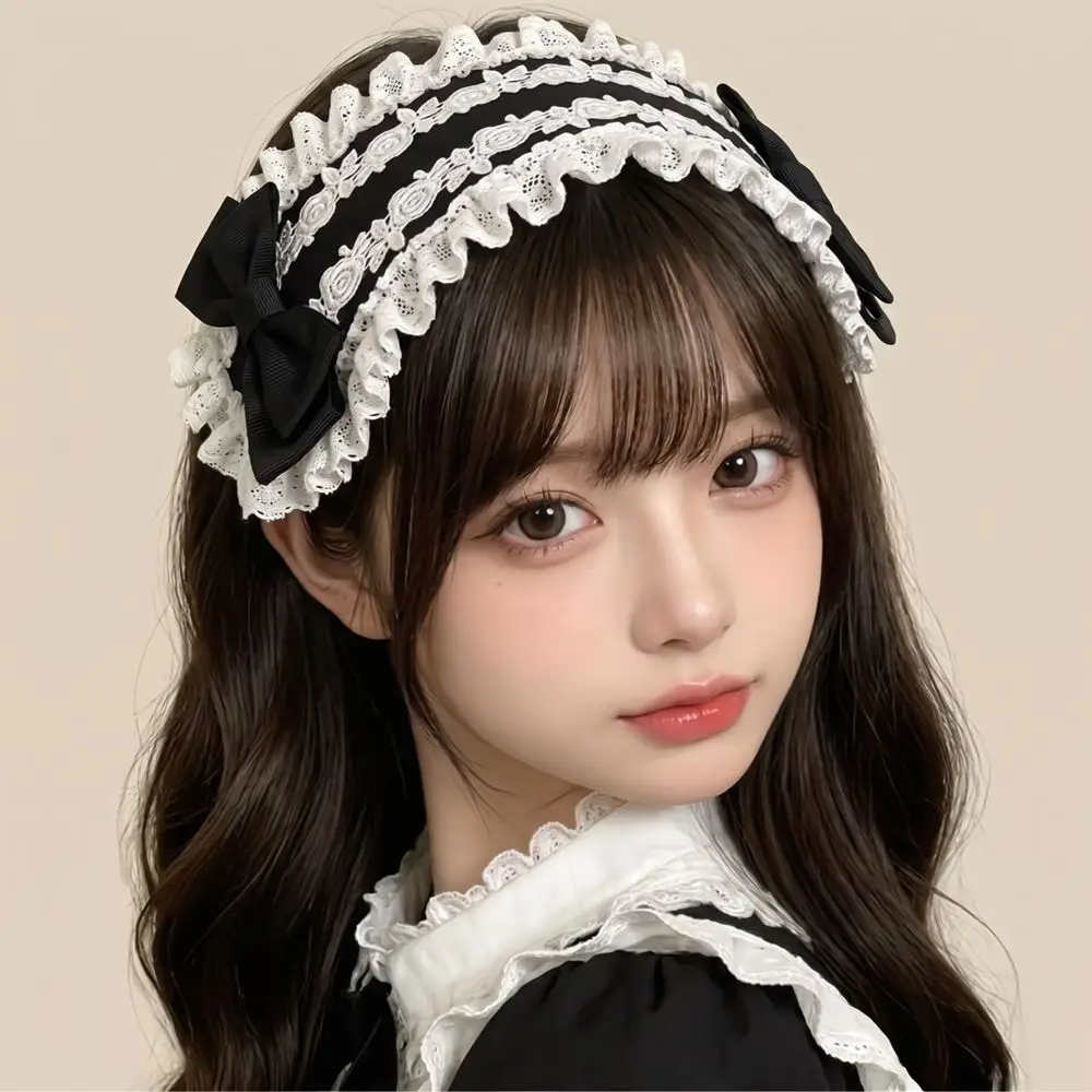 Cute Spicy Girl Lolita Lace Headband Y2k Rivet Lolita Hair Clip Hair Accessories Kawaii Cosplay Headdress Daily