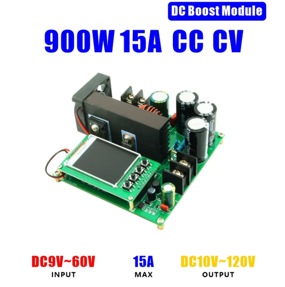 BST900W DC-DC 15A CNC LCD Display Boost Converter Board Step Up Voedingsmodule 8-60V naar 10-120V Spanningstransformatormodule