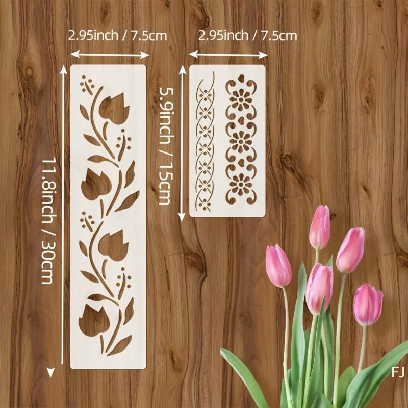 [YU]12pcs/set Flowers, Grass, Trees, And Plants Suitable For DIY Crafts, Wood, Walls, Canvas, Paper, Stencil Painting
