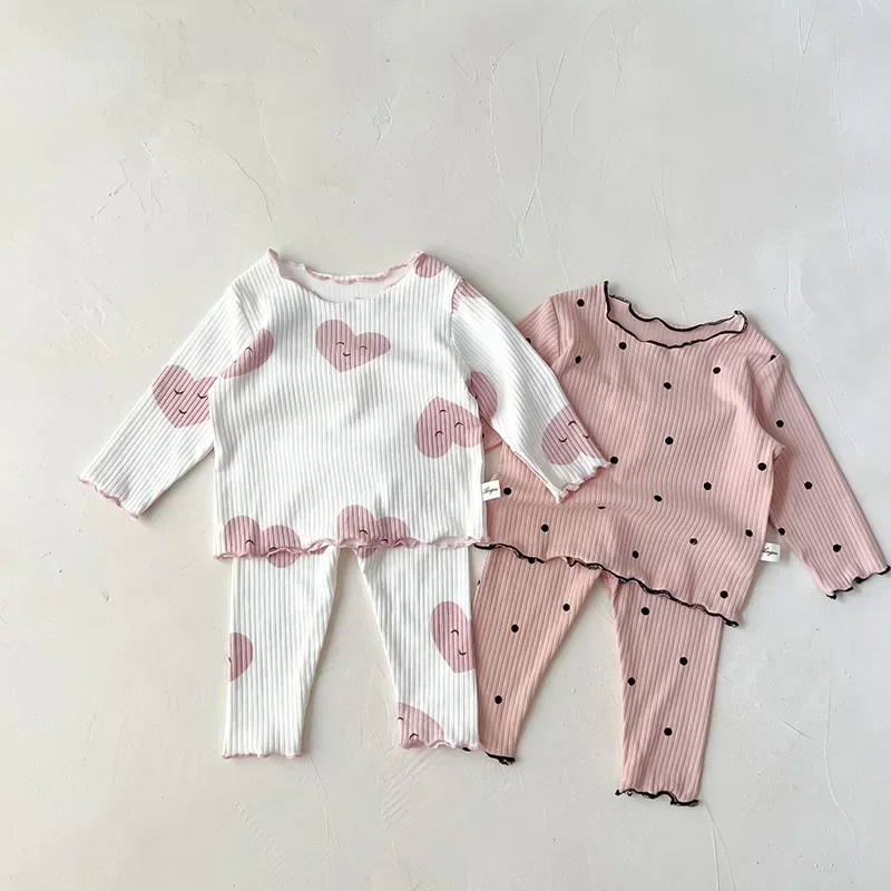 2psc Spring And Autumn Newborn Infant Baby Girls Suit Cartoon Long Sleeved Thread Cotton Kids Fashion Baby Clothing 2026 New