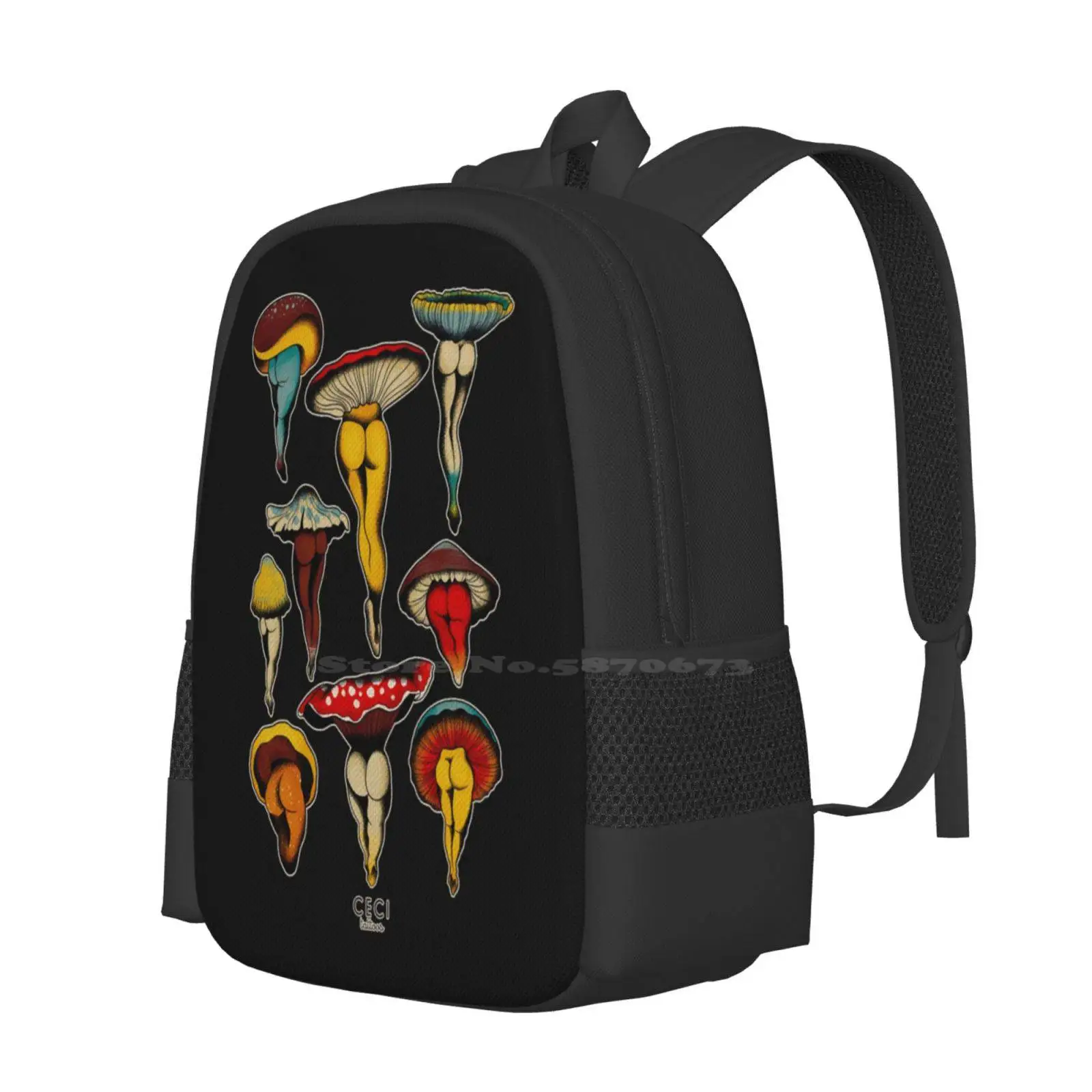 Flash De Tatouage De Champignons Sexy 3D Print Design Backpack Student Bag Flash De Tatouage De Champignons Sexy