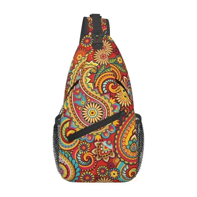 

Custom Ethnic Bohemia Style Paisley Bandana Crossbody Sling Backpack Men Custom Shoulder Chest Bag for Travel Hiking Daypack