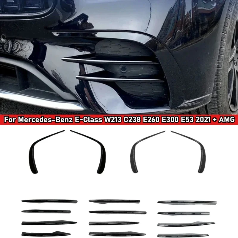 For Mercedes-Benz E-Class W213 C238 E260 E300 E53 2021 + AMG Front Air Knife Grille Modification Body Kits Cars Accessories