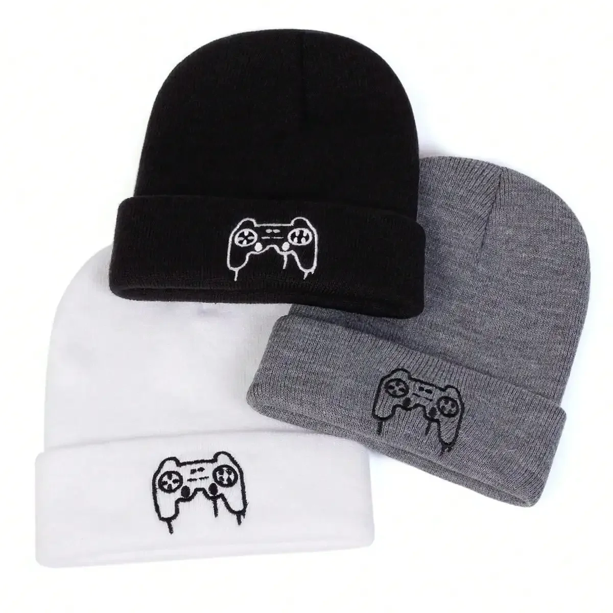 Unisex Spielkonsolen-Controller Stickerei Mützen Herbst Winter Warme Strickmützen Hip-Hop Kappe Beanie Mütze für Damen und Herren