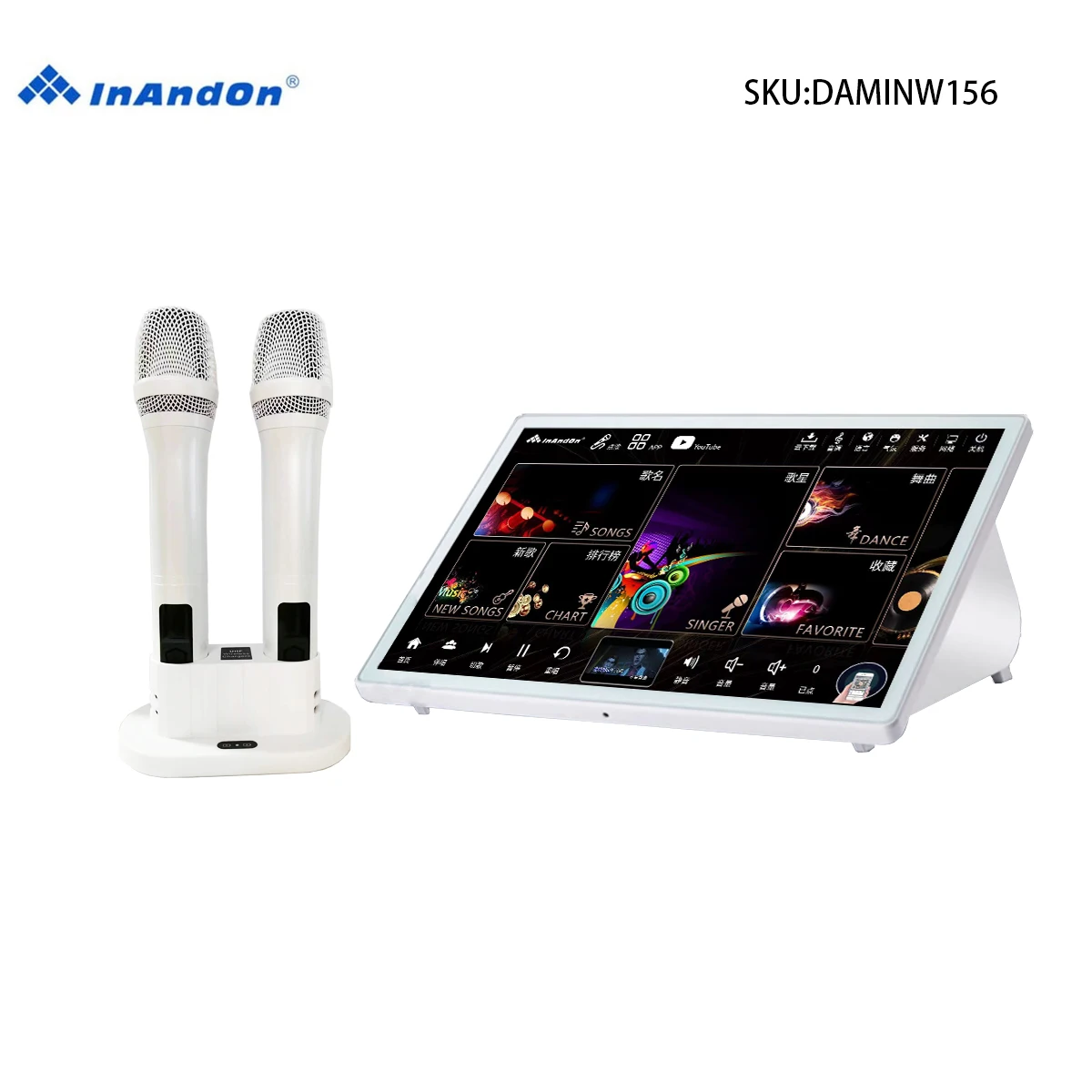 DAMINW156 15.6''InAndon Karaoke Player, 500G SSD,Mixing amplifier,  5 in 1,YouTube,Singing, Watching Movies, Playing Games