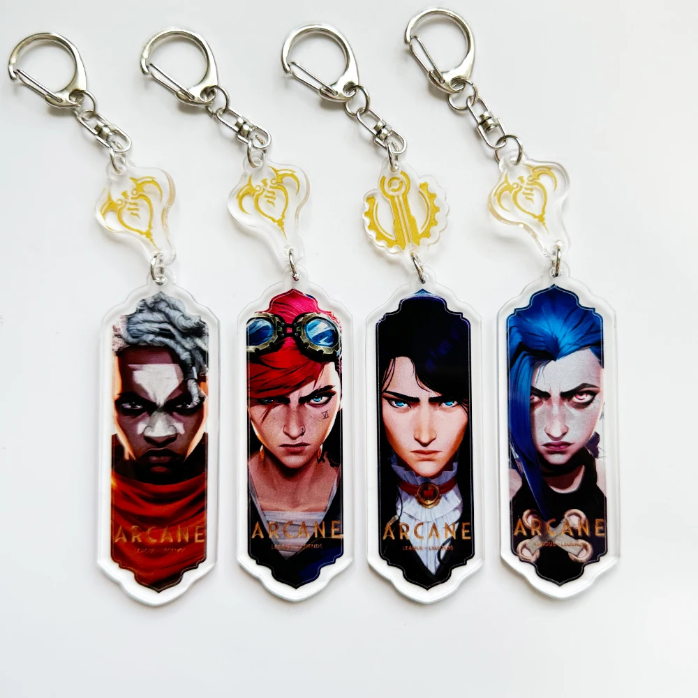 Acrylico Arcano Jinx Vi Caitlyn Ekko Viktor Llavero Arcane FigurePendant Llavero Llavero para Accesorios Bolsa Fans Rega #1