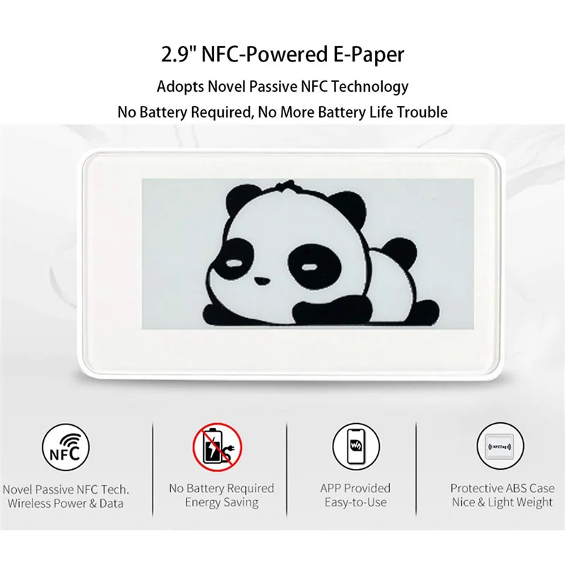 N16R 2.9 Inch Wireless NFC-Powered EPaper Eink E Paper E-Ink Display Screen Module for Mobile Android APP, No Battery