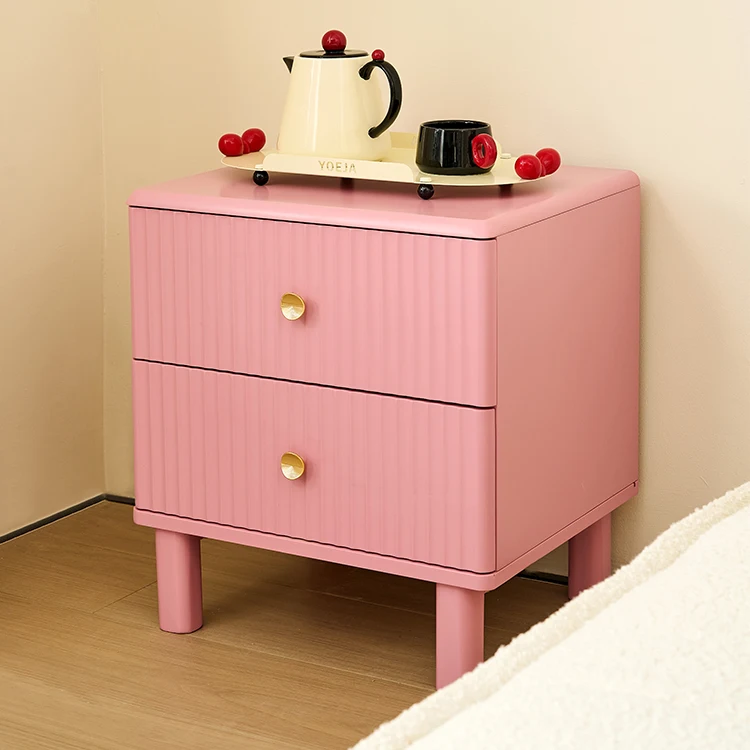 Modern Stainless Steel Adjustable Height Bedside Nightstand pink Finish for Home Hotel Bedroom Living Room Furniture