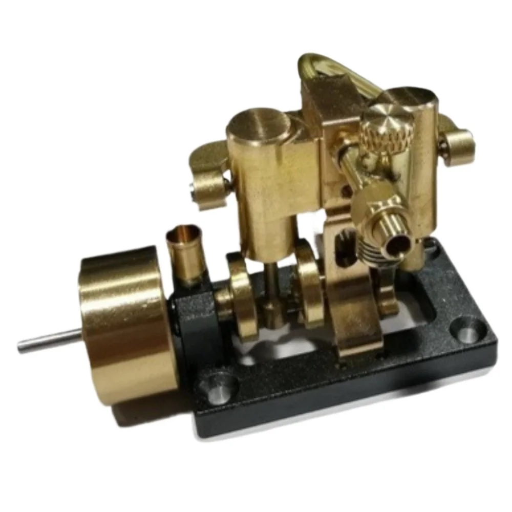 Miniature Inline Twin Cylinder Swing Steam Engine Model Retro Metal Single Wheel Engine Model Marine Simulation Engine Model