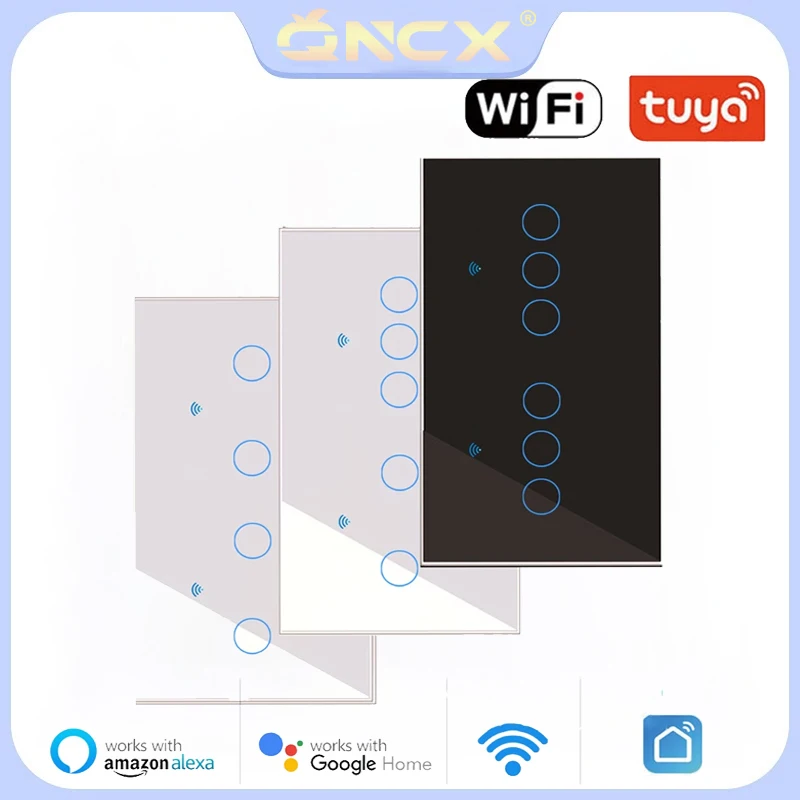 

QNCX EU Touch Switch 4/5/6Gang Wifi Smart Light Switch Voice Control Intelligent Wall Switches Work With Alexa Google Home