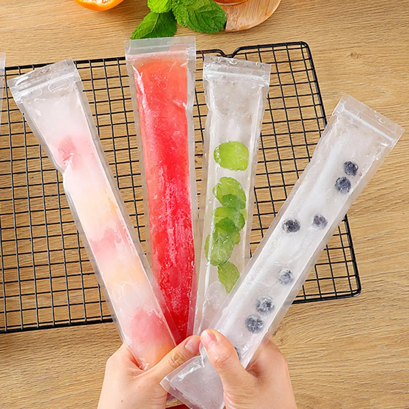 Freezer Tubes with Zip Seals Crushed Popsicle Bag for Juice Fruits Smoothies