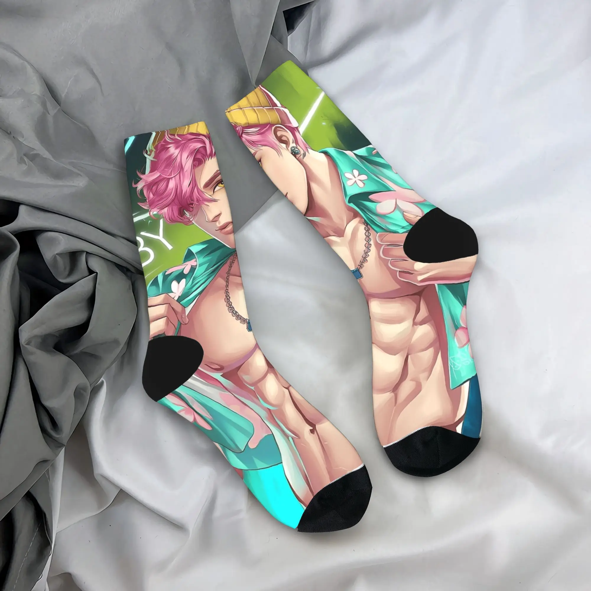 

Baby Saja KPop Demon Hunters Chibi Art Socks Anti Slip Stockings Couple Breathable Skateboard Socks Winter Korean Printed Socks