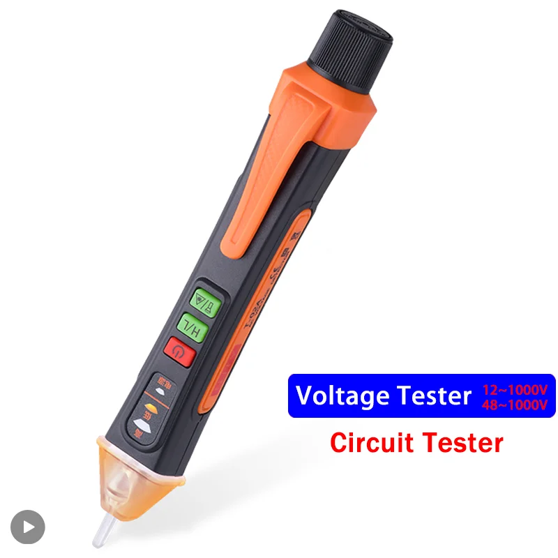 48-1000V Penguji Tegangan Non Kontak Detektor Tegangan AC Pena Penguji Sirkuit Indikator Listrik Alat Dinding dengan Senter Pager