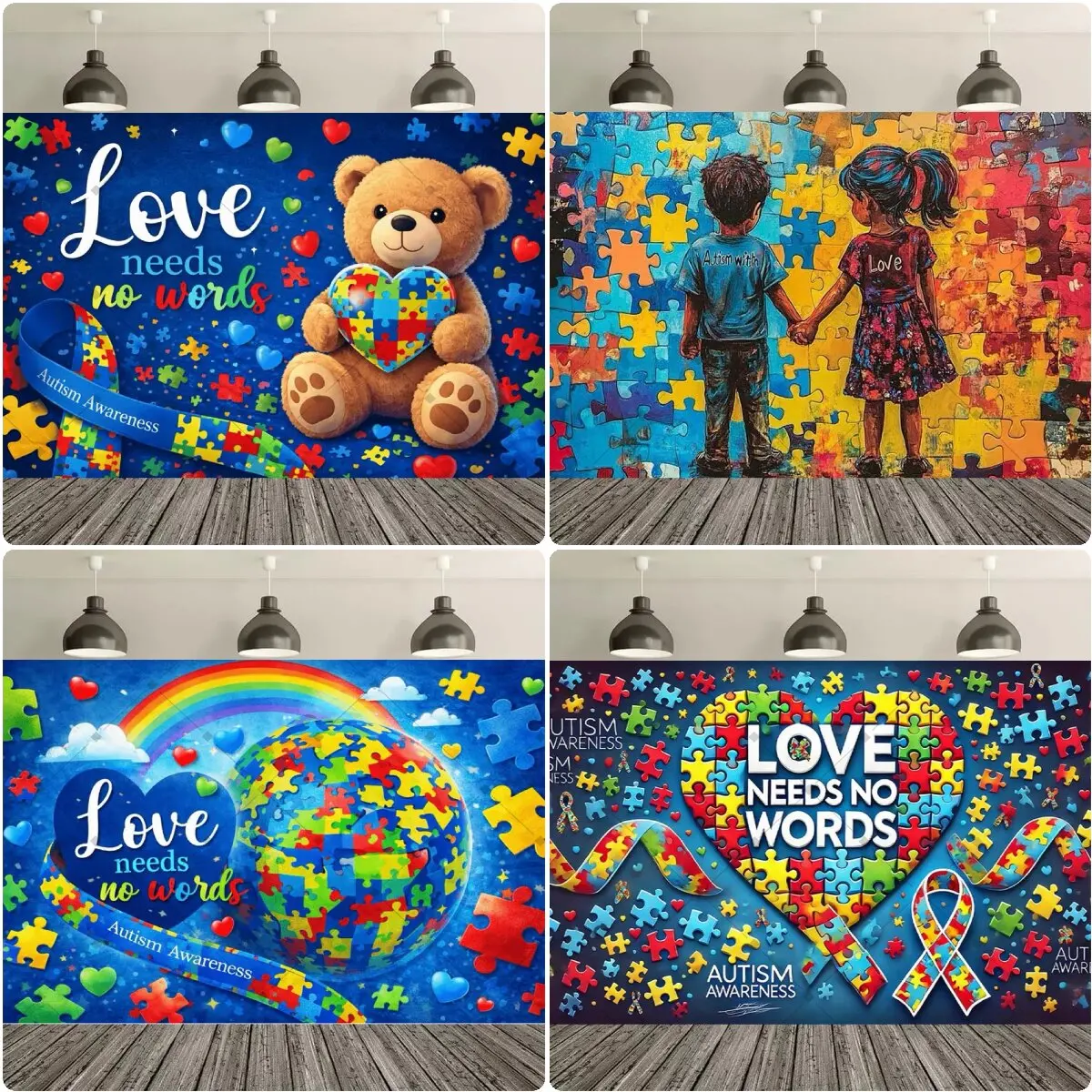 Décor de fête sur le thème de l'acceptation de l'autisme, poster coloré en puzzle pour la sensibilisation à l'autisme, décorations pour la salle de classe, la maison et les fêtes