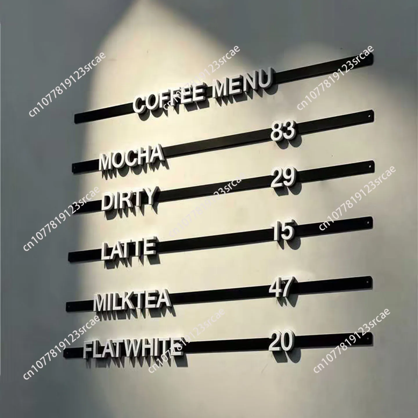 White Magnetic Fridge Sticker Menu Cafe or Cafeteria Letter Number Black Bar EVA Foam, Magnetic Suction