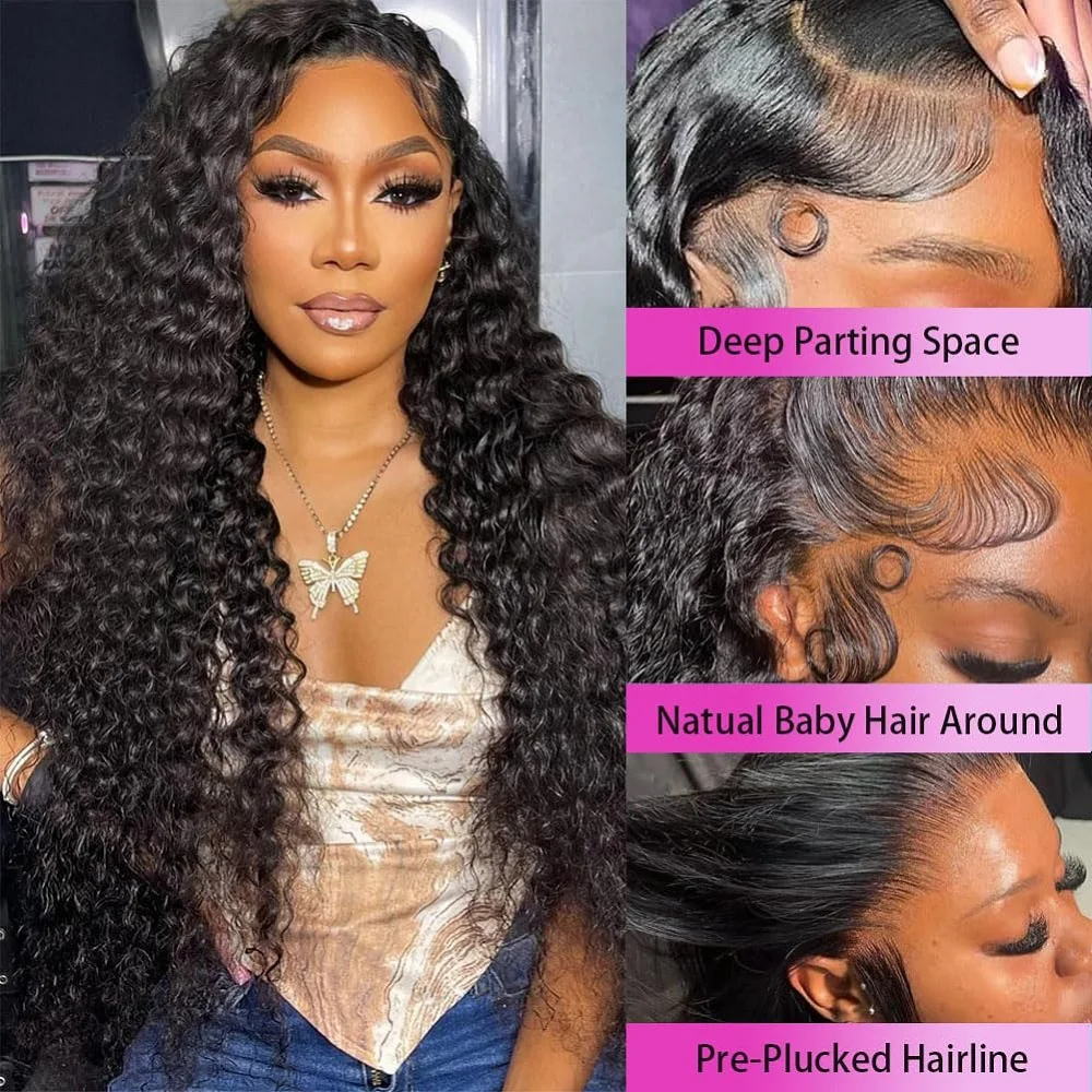

Water Wave 13x4 HD Lace Front Wigs Human Hair 180 Density Wet And Wavy Human Hair Wig Pre Plucked Wigs for Woman With Baby Hair