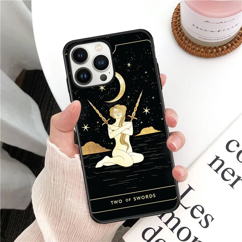 Divine Feminine Tarot Phone Case for iphone 15 14 13 12 11 Pro MAX X XS Max Mini SE 7 8 Plus Black Case