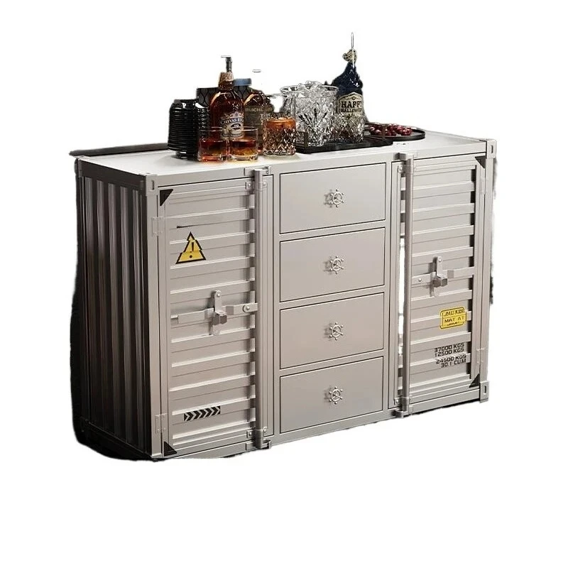 

Retro locker side cabinet, dining table personalized creative chest cabinet, industrial style container cabinet
