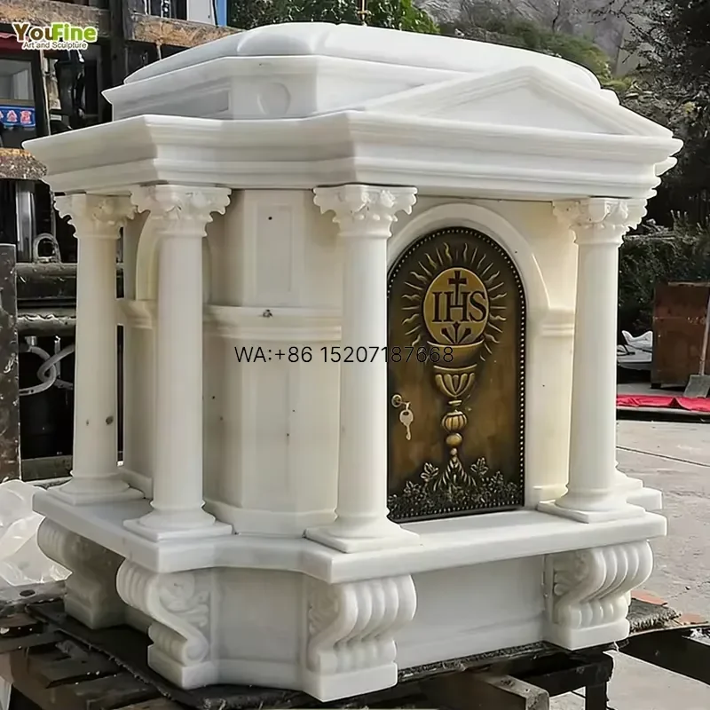 Wmwmnu Hand Carved Marble Eucharist Box Tabernacle for Church Catholic Altar