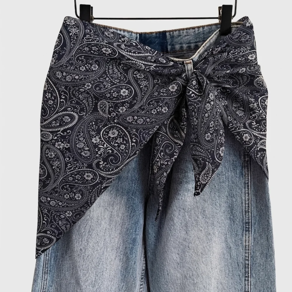 

Имитация шелкового платка для женщин: этнический принт, цветочный узор, шарф-накидка, юбка-фартук, уличный стиль Y2K, треугольный платок-пояс