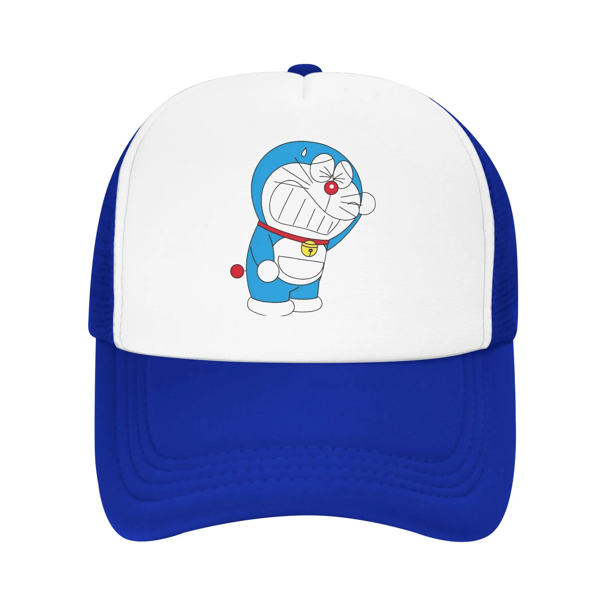 Doraemons Robot Cat Cartoon  Mesh Baseball Cap Men Women Trucker Hat  Hats Breathable Polyester Racing Cap Summer Trucker Hats