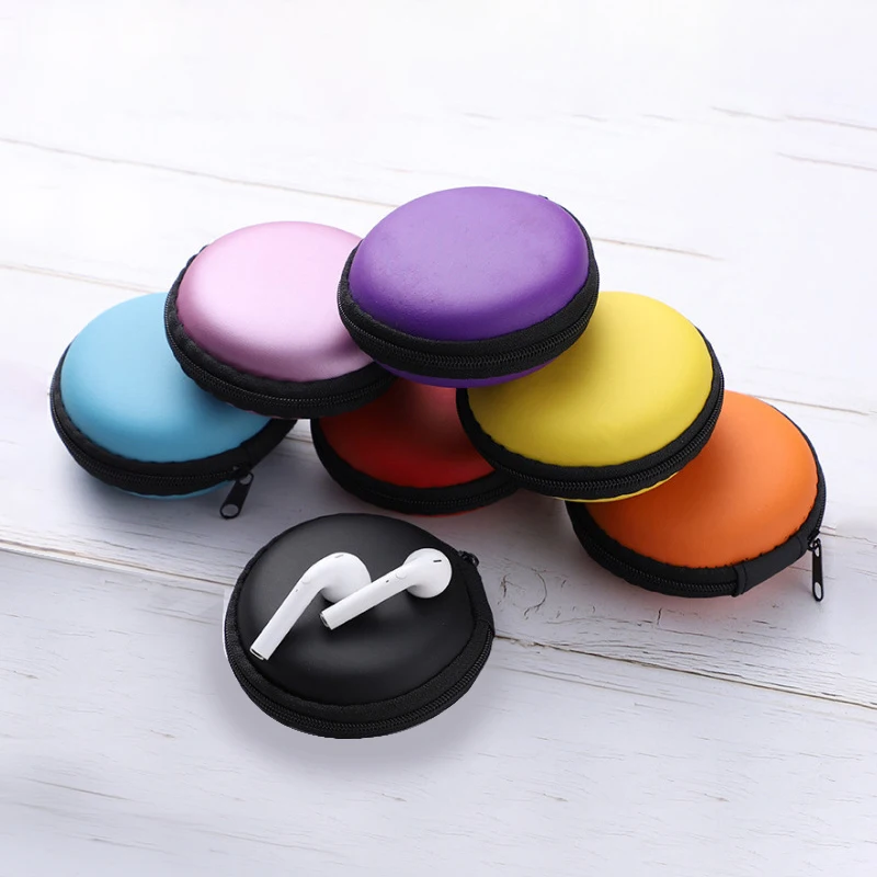 Mini Portable Earphone Bag Round Triangle EVA Protective Case Waterproof Zipper Travel Case For Electronic Accessories Cable Bag