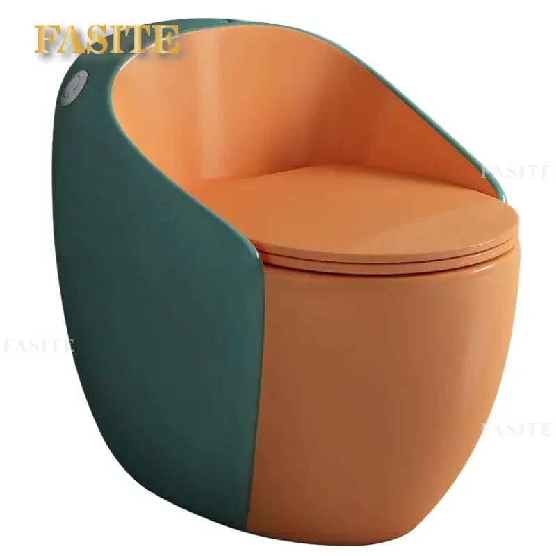 Egg-shaped siphon flush toilet large diameter color deodorant household bathroom small apartment