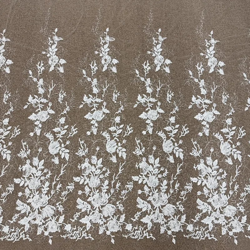 Premium 3D Floral Embroidery Lace Fabric for Bridal Veil Cheongsam DIY Craft Clearance