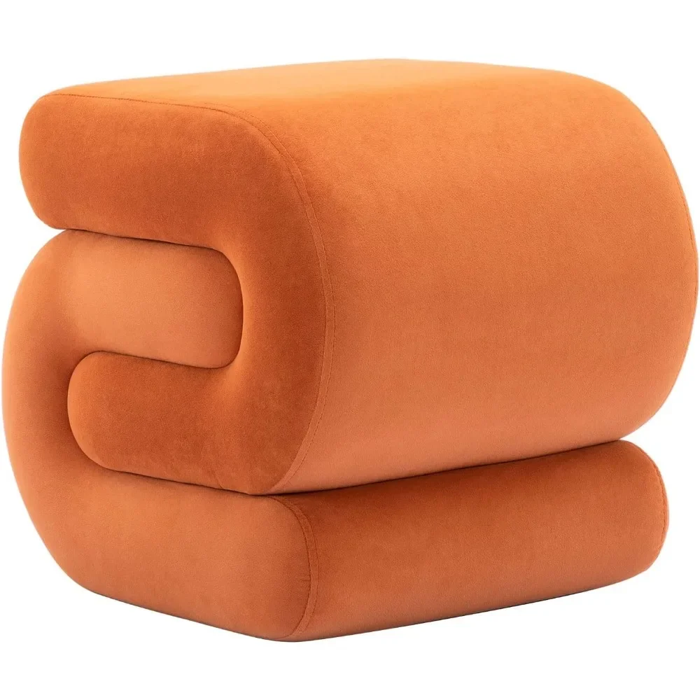 

Modern Foot Stool Ottoman,S-Shaped Velvet Vanity Stool,Upholstered Sofa Footrest Extra Seating Pouf for Bedroom