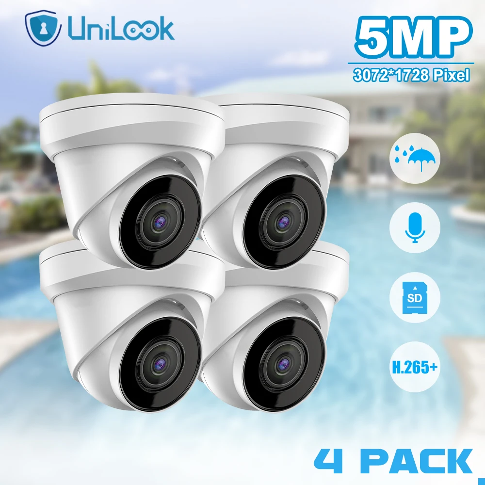 

UniLook 8MP Turret POE IP Outdoor Camera with SD Card Slot Built-in Microphone IP67 Waterproof Security CCTV Camera H.265 P2P