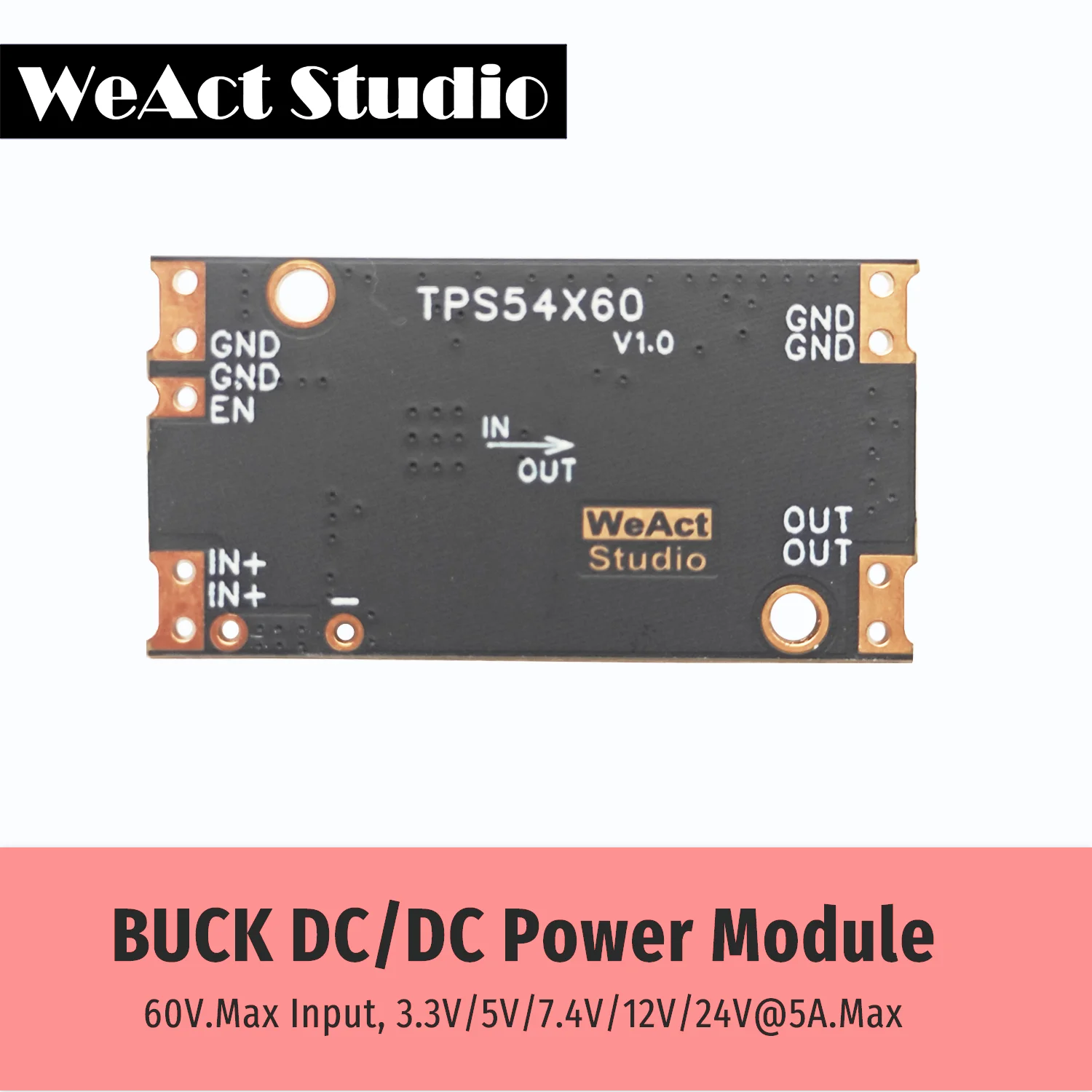 WeAct Buck Step-Down Power Module DC/DC 60V Entrada máxima 3,3/5/7,4/12/24V Saída 5A Corrente máxima