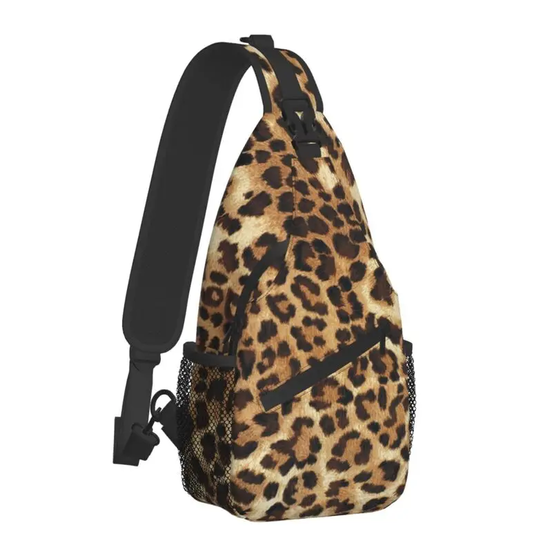 Good Leopard Skin Texture Crossbody Sling Backpack Men Custom Animal Fur Pattern Chest Shoulder Bag for Traveling Daypack