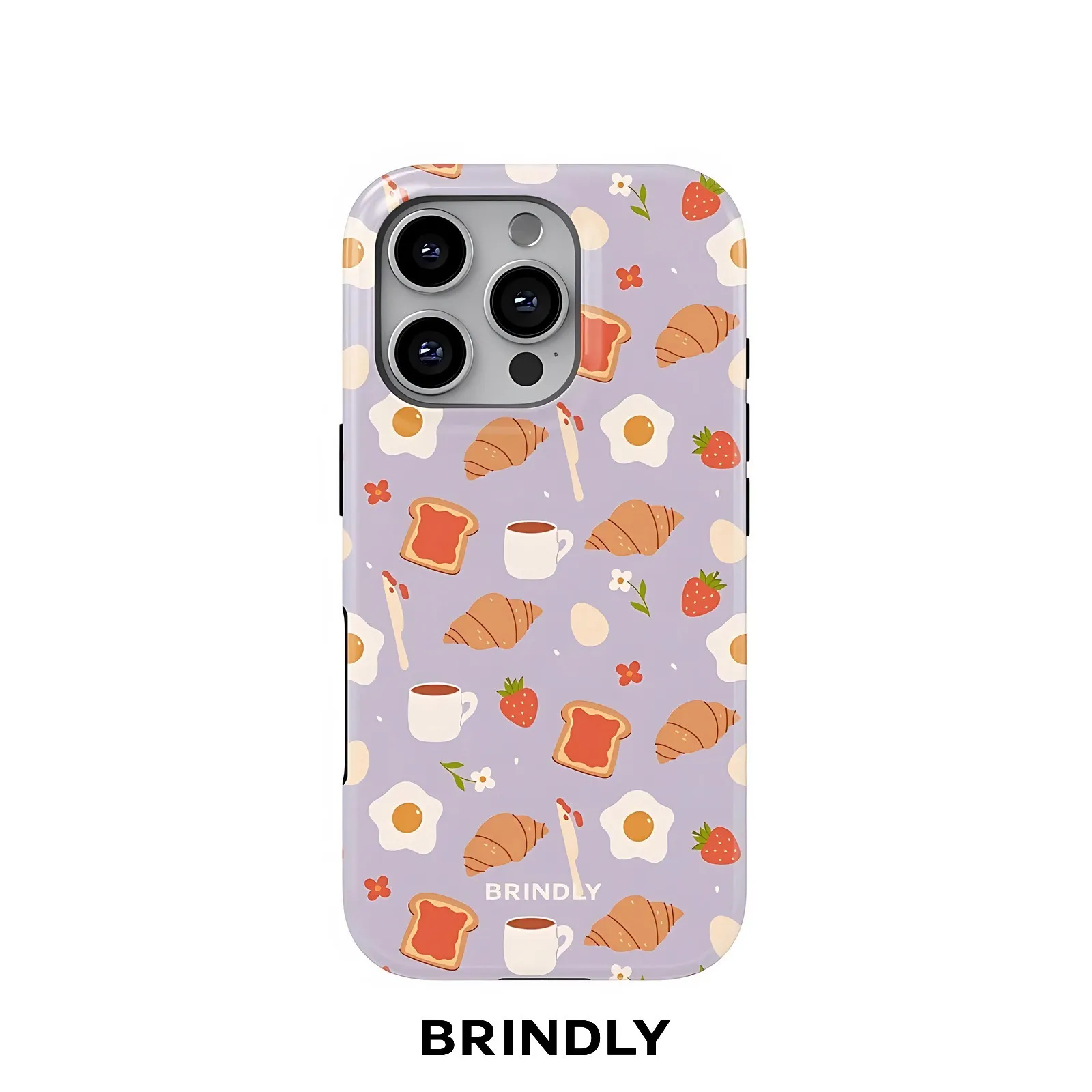 Breakfast Food Print BRINDLY Phone Case for Samsung Galaxy S23 S24 S25 S26 FE Plus Ultra Edge 5G Luxury Double-layer Back Cover