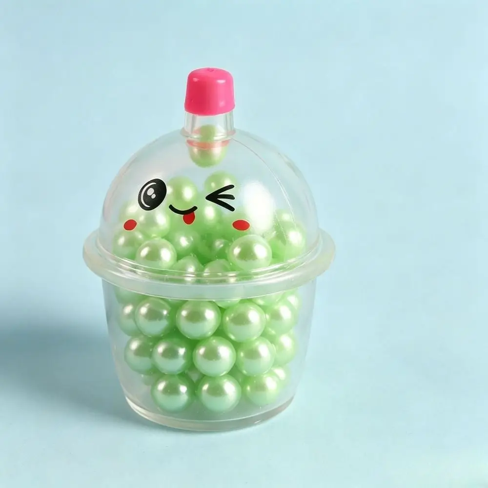 Creative Pearl Milk Tea Cup Squeeze Slow-Rebound Soft Pearl Milk Tea Cup Fidgets Handmade Fun Squeezing Bubble Tea Cup