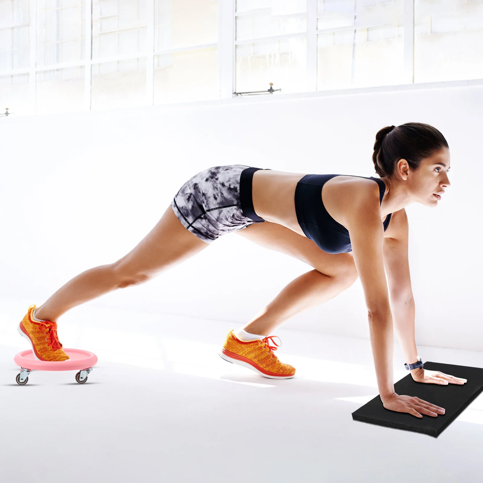 

Abdominal Exercise Wheel Four-Wheeled Ab Roller Board with Comfort Mat Quiet Non-Slip High Load Capacity Home Gym Workout