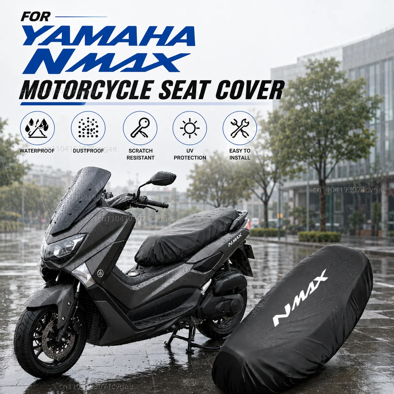 For YAMAHA NMAX125 NMAX150 NMAX155 NMAX160 NMAX 125 150 155 160 Motorcycle Rain Seat Cover Waterproof Saddle Cover Black 210D UV