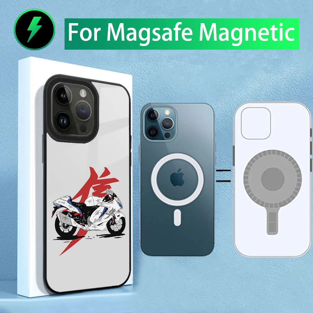 Cool Motorcycle Phone Case For iPhone 16,15,14,13,12,Plus,Pro,Max Mini S-SuzukiS H-HayabusaS Magsafe Magnetic Wireless Charging