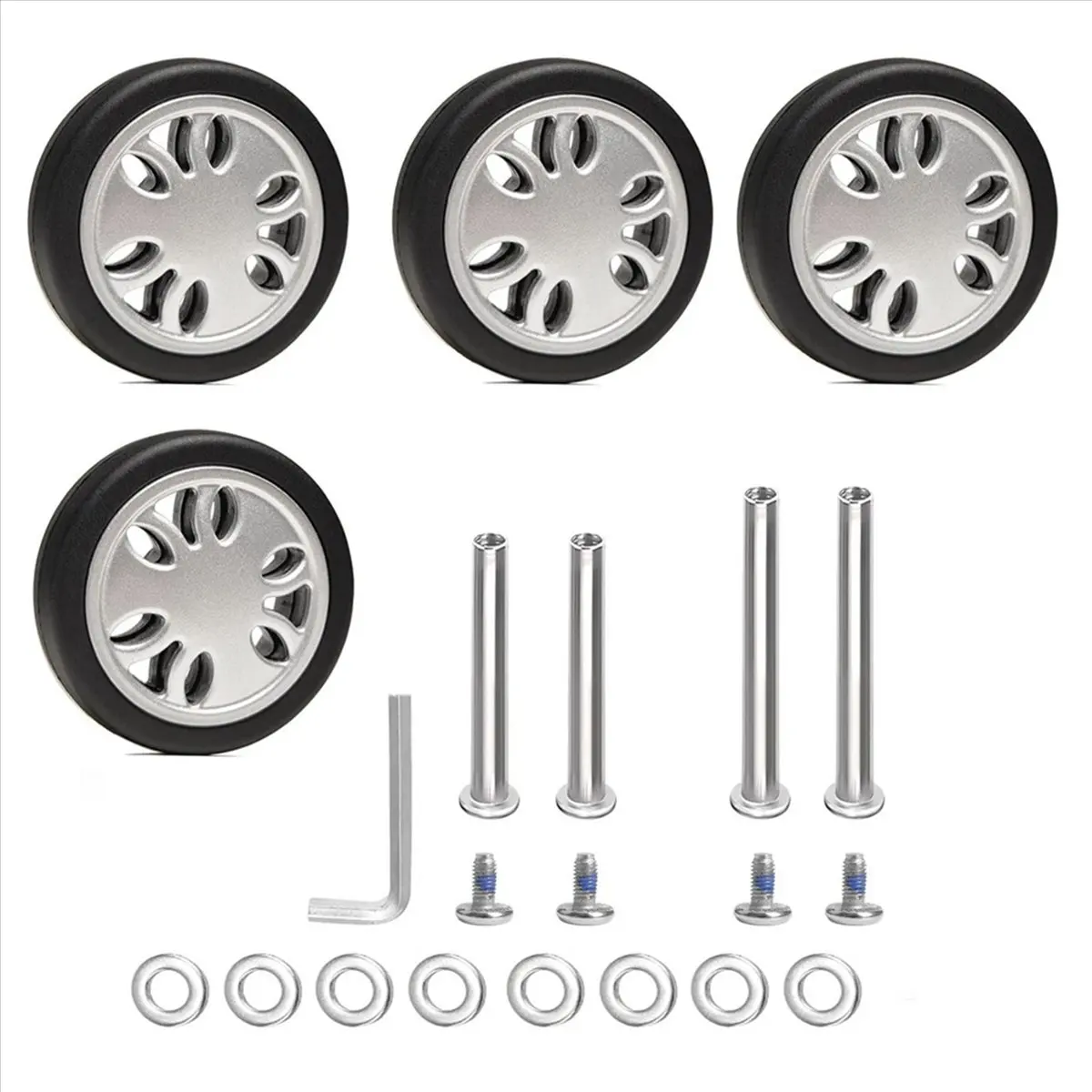 HITL 4PC Suitcase Replacement Wheels 51mm X 18mm Spinner Wheel Mute Flexible Smooth for Damaged Luggage Trolley Caster Repair