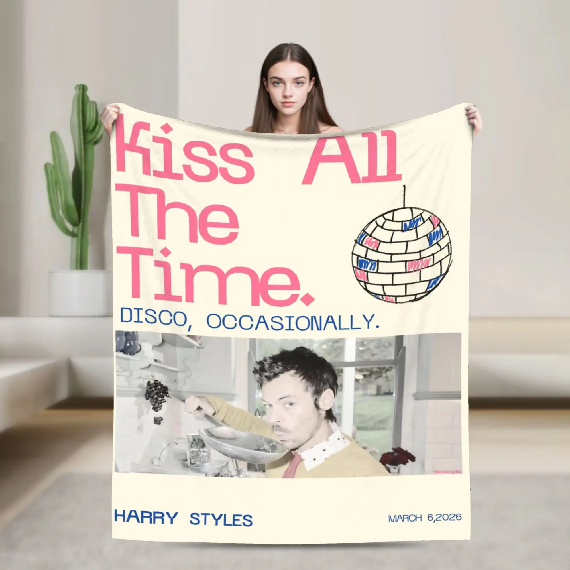 Kiss All The Time Disco Music Knitted Blankets Fleece Harrys Music Styles  Super Soft Throw Blanket for Car Sofa Couch Bedspread