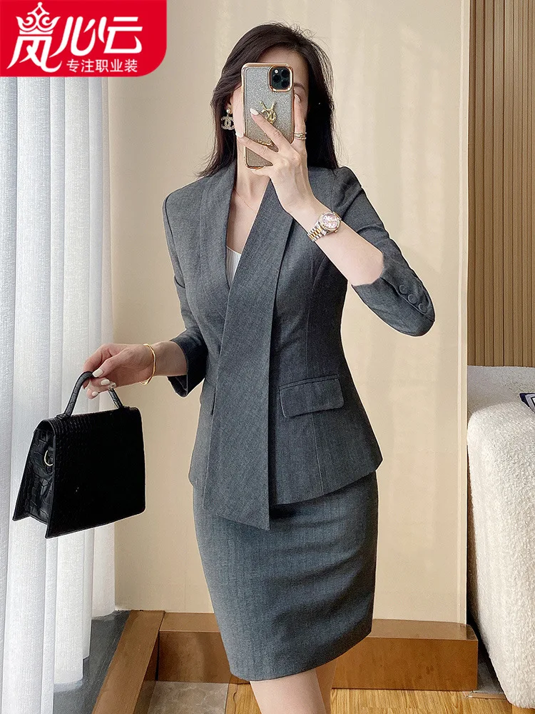 Design Suit Suit Beauty Salon2024Spring New Korean Style Niche Suit Skirt Two-Piece Set Temperament Women