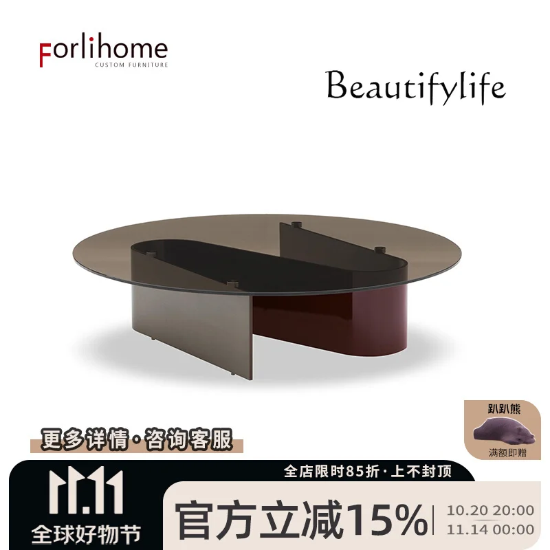 Italian minimalist coffee table designer living room model house light luxury post-modern tea table
