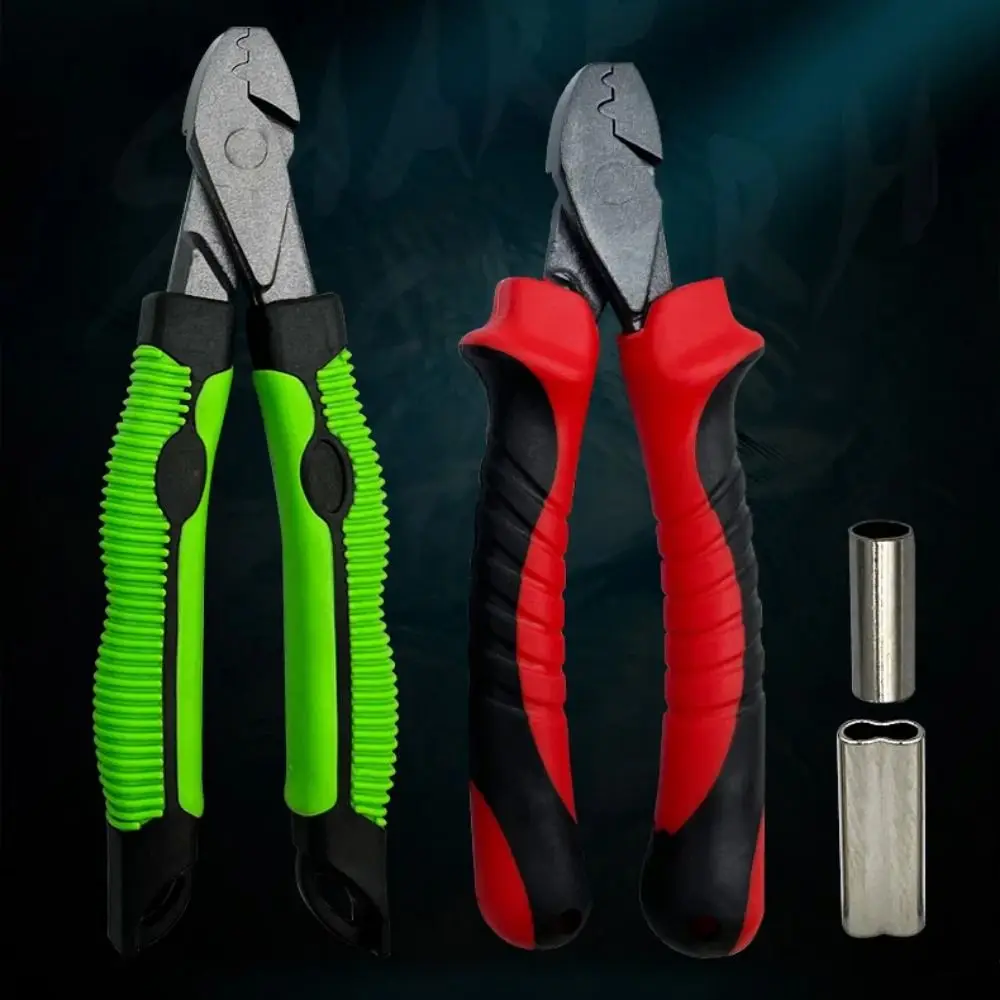 Single/Double Barrel Fishing Pliers Crimp Sleeves Kit Crimping Sleeve Copper Wire Fishing Tools Set Fishing Line Retainer