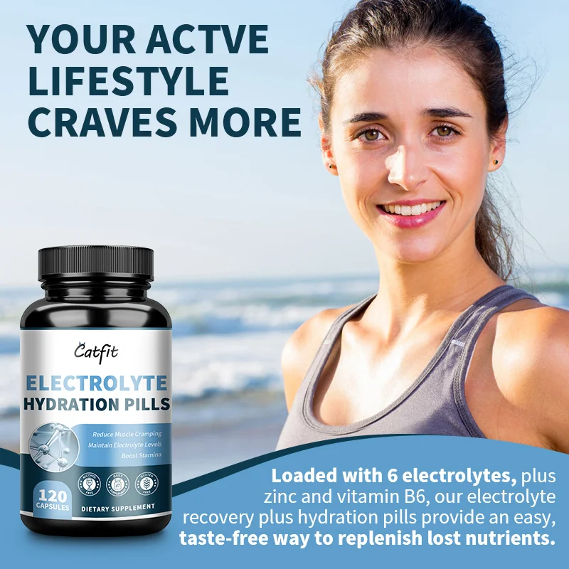 Catfit Electrolyte Hydration Capsules Support Eletrolyte Balance Muscle Energy Booster Fatigue Relief Sleep Quality Nerve Health