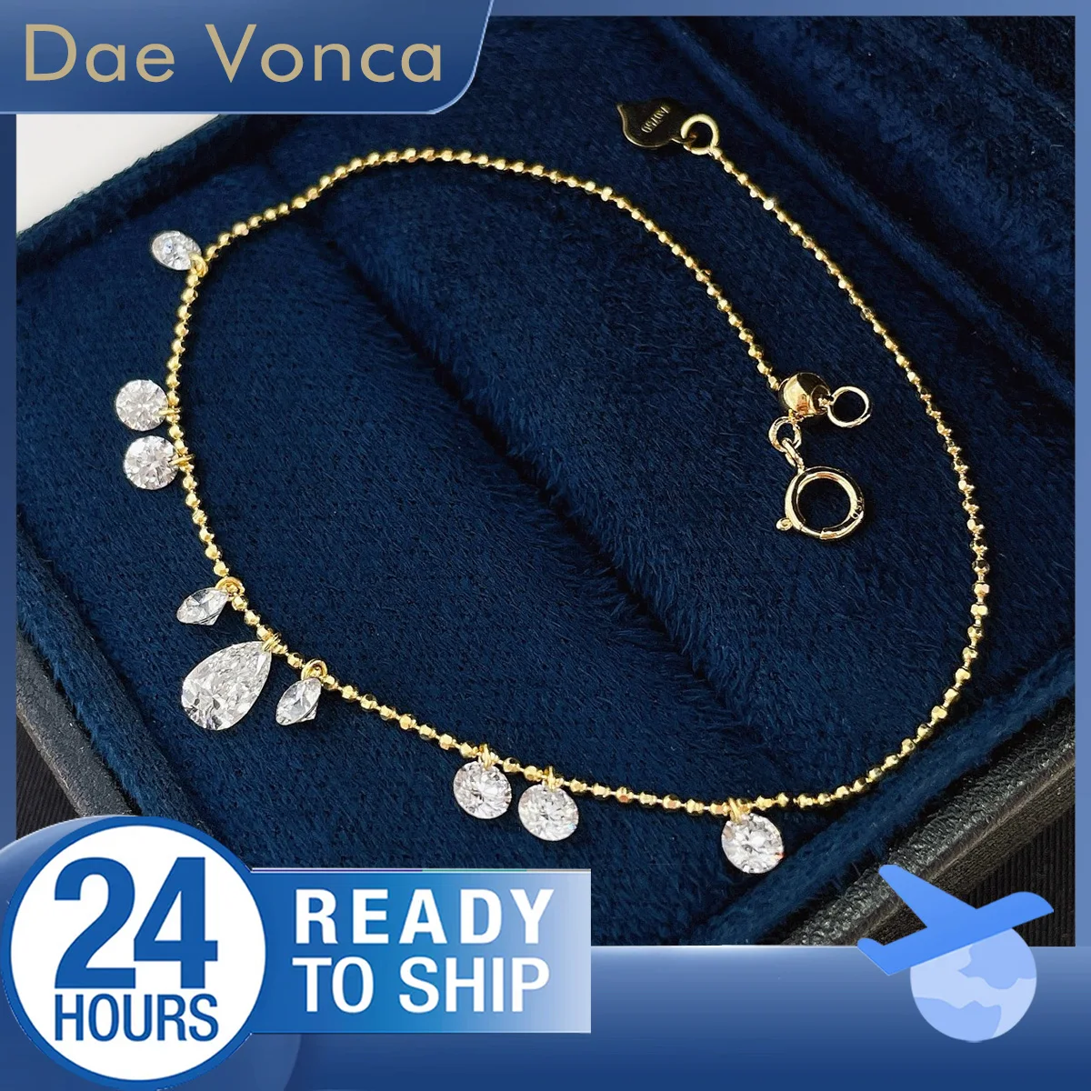 

Грушевидной и круглый браслет из желтого золота 18 карат с выращенными в лаборатории бриллиантами, всего около 1,33 карата, лабораторный браслет с бриллиантами, подарок для жены/девушки