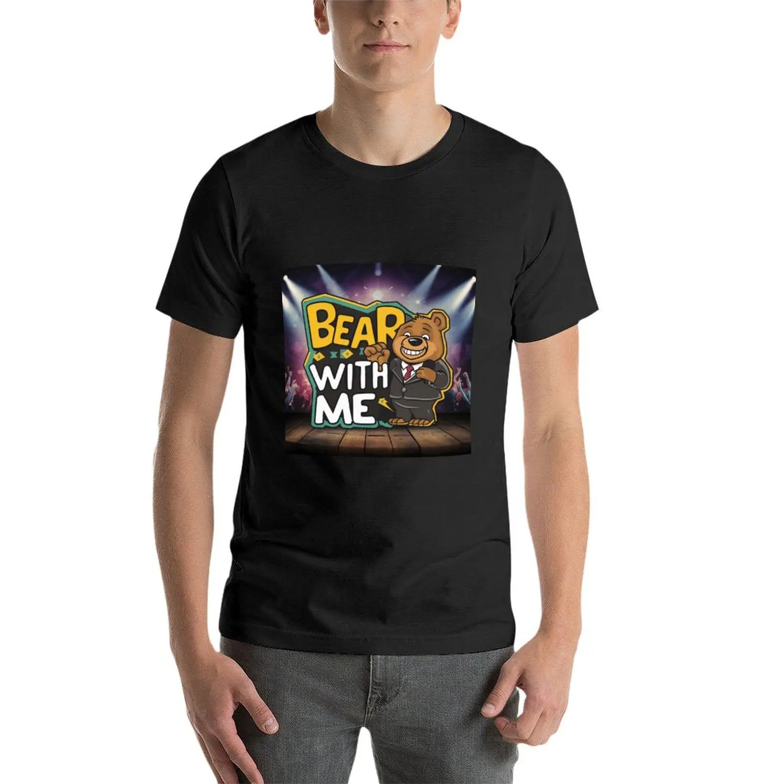 Camiseta de Bear With Me para hombre, camisetas gráficas vintage, camisas de sudor